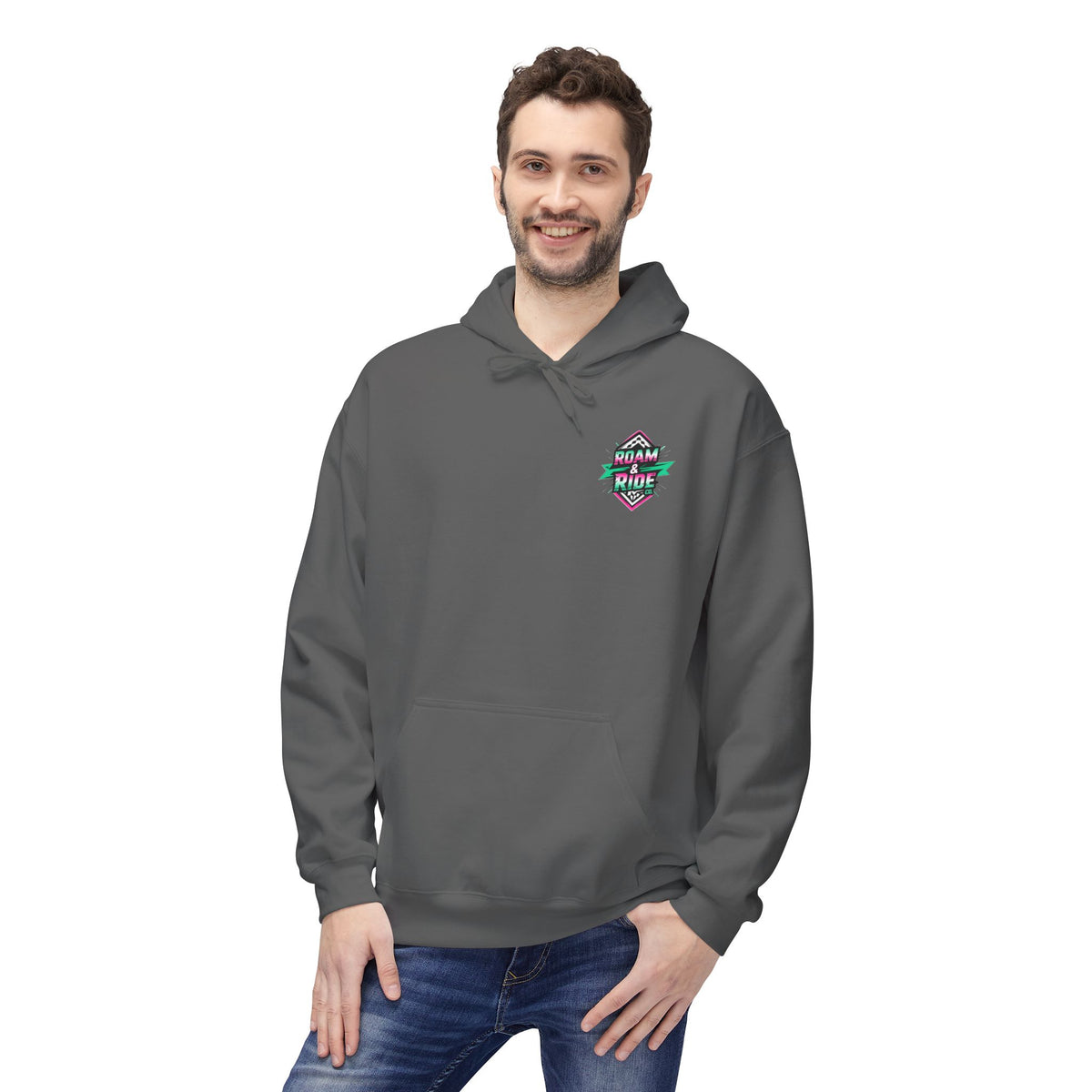 Roam & Ride Co. Teal Pink Logo - Unisex Fleece Hoodie