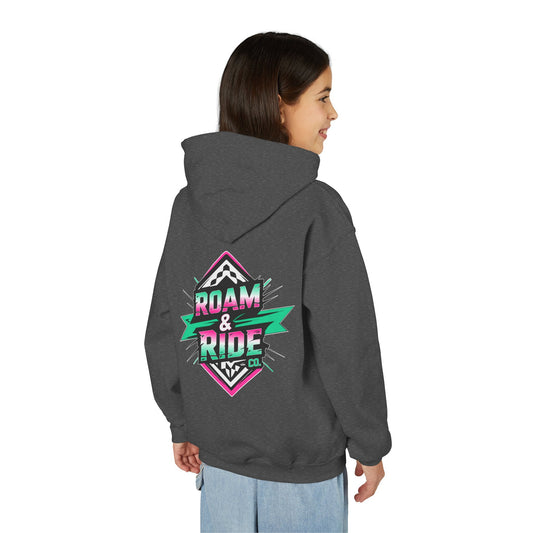 Roam & Ride Co. Teal Pink Logo - Youth Hoodie
