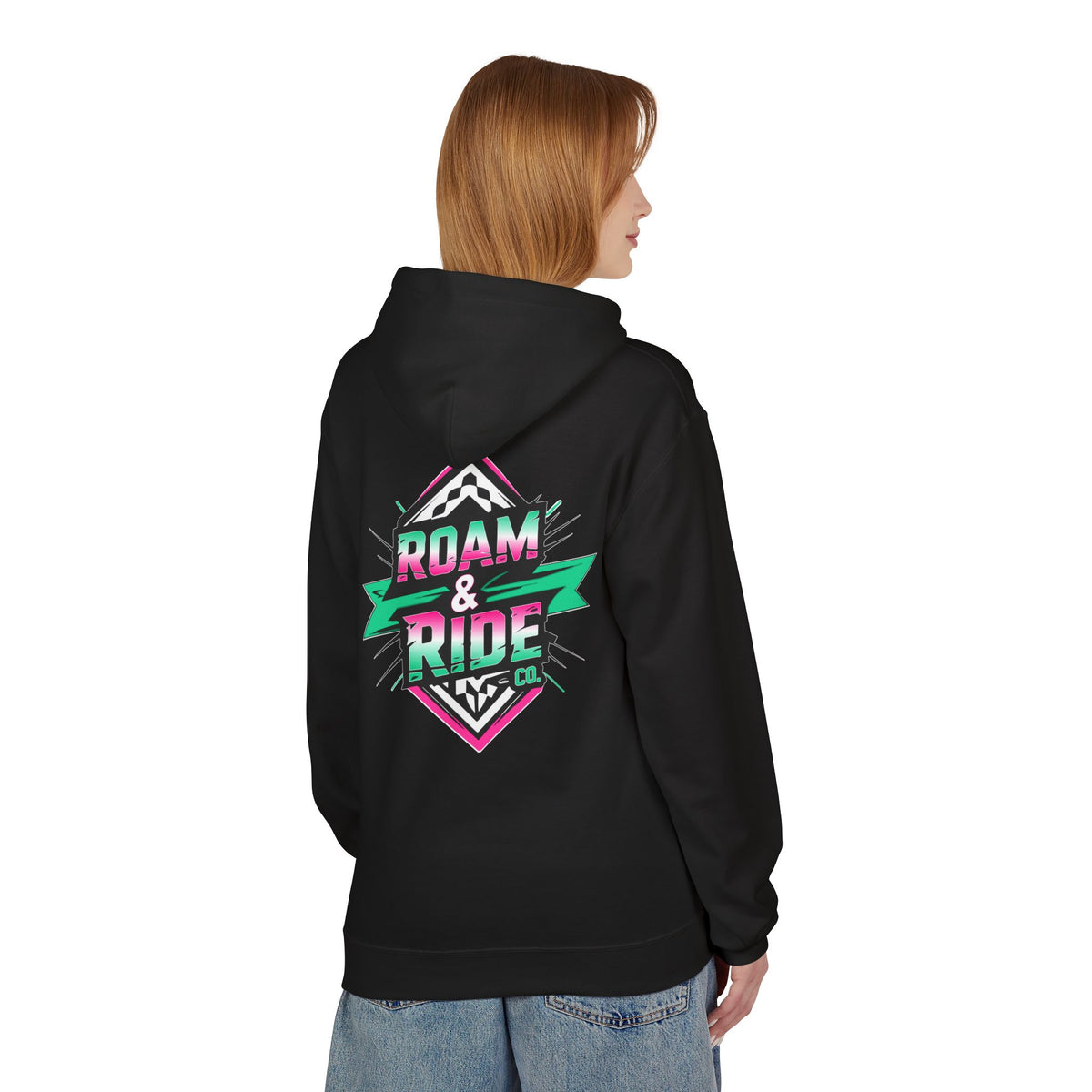 Roam & Ride Co. Teal Pink Logo - Unisex Fleece Hoodie