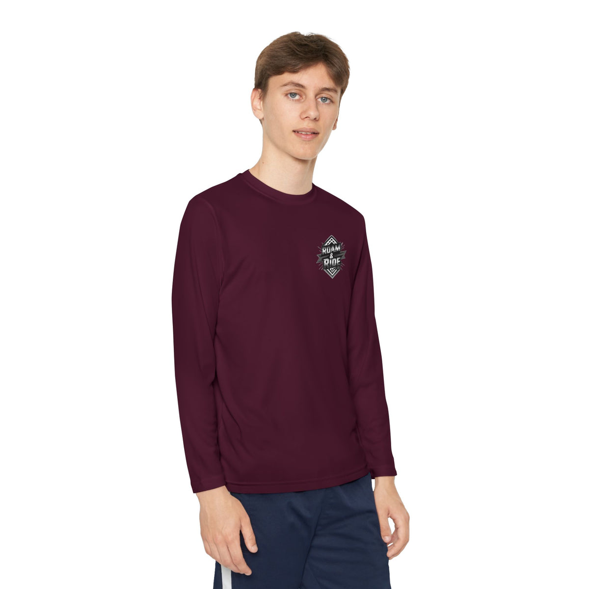 Roam & Ride Co. Grayscale Logo - Youth Long Sleeve T-Shirt