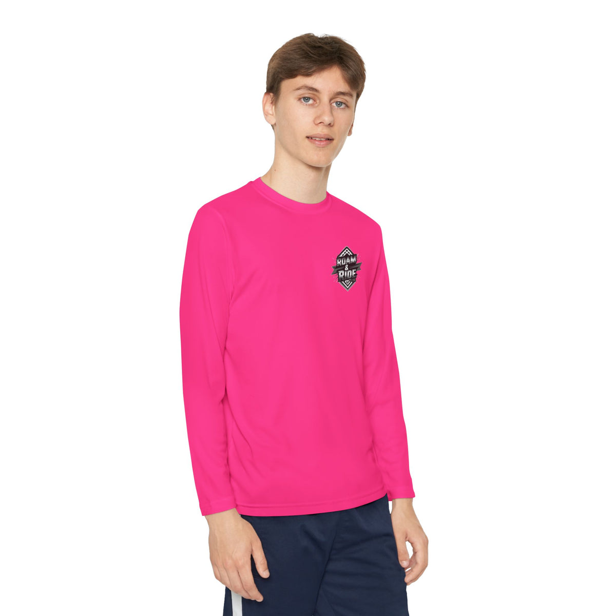 Roam & Ride Co. Grayscale Logo - Youth Long Sleeve T-Shirt