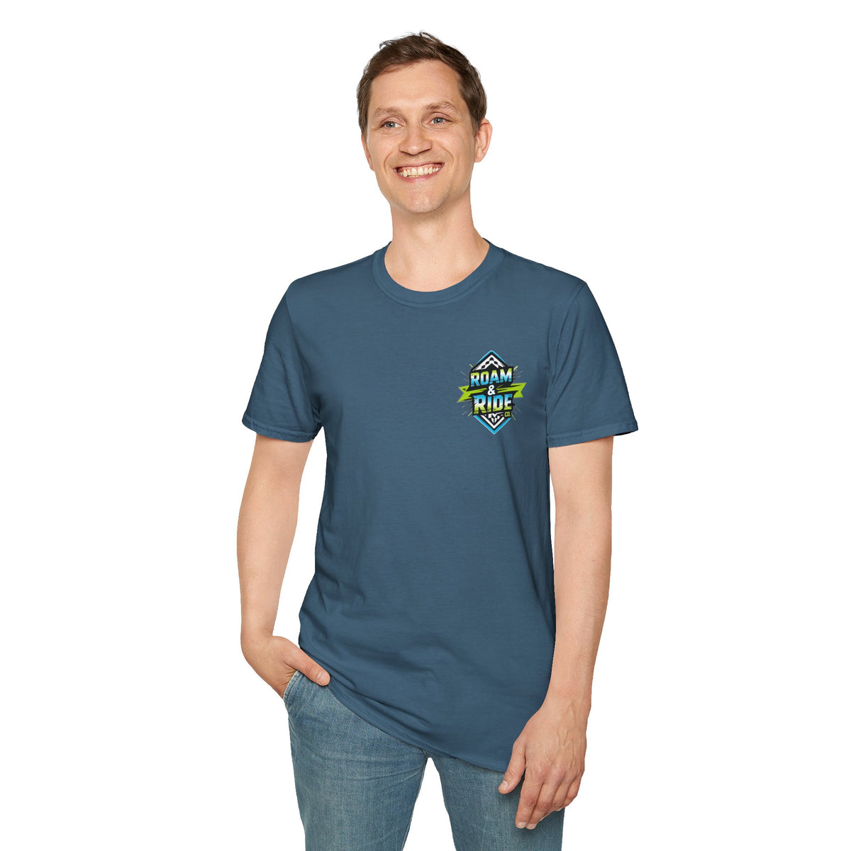 Roam & Ride Co. Blue Green Logo - Unisex T-Shirt