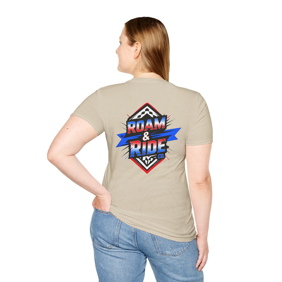 Roam & Ride Co. Red White and Blue Logo - Unisex T-Shirt