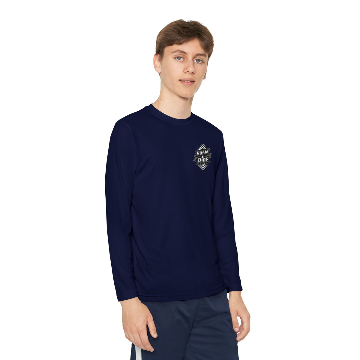 Roam & Ride Co. Grayscale Logo - Youth Long Sleeve T-Shirt