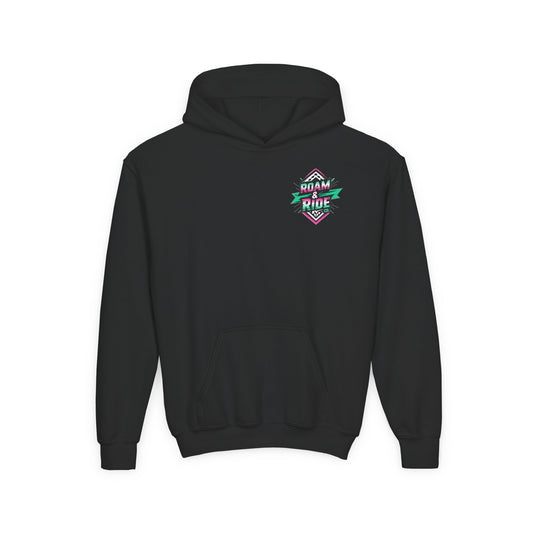 Roam & Ride Co. Teal Pink Logo - Youth Hoodie