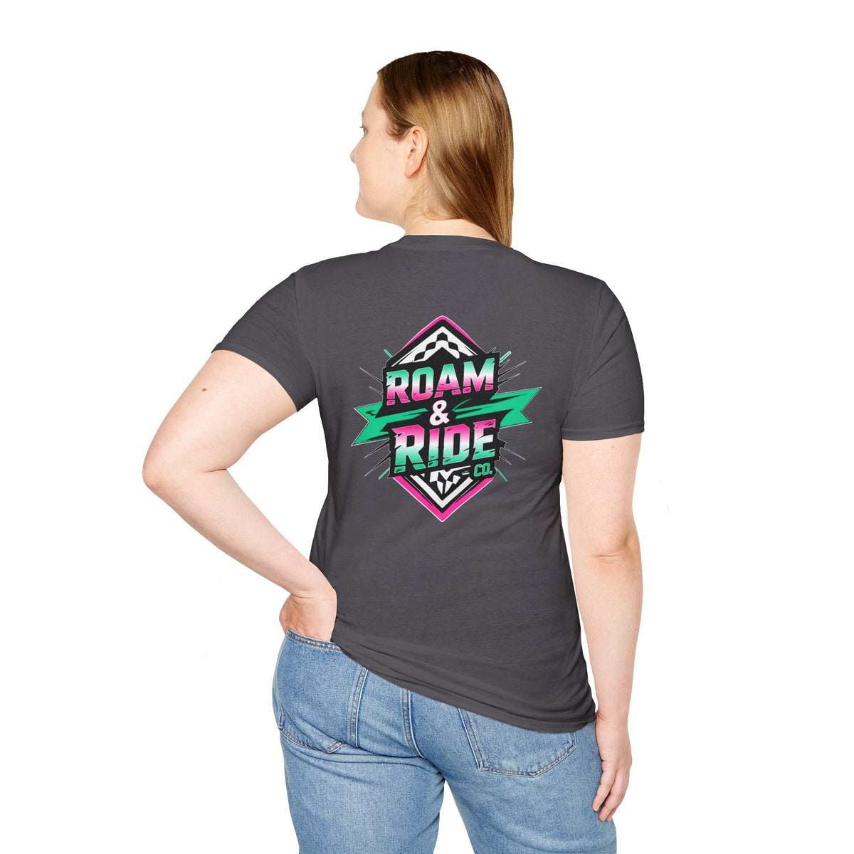 Roam & Ride Co. Teal Pink Logo - Unisex T Shirt