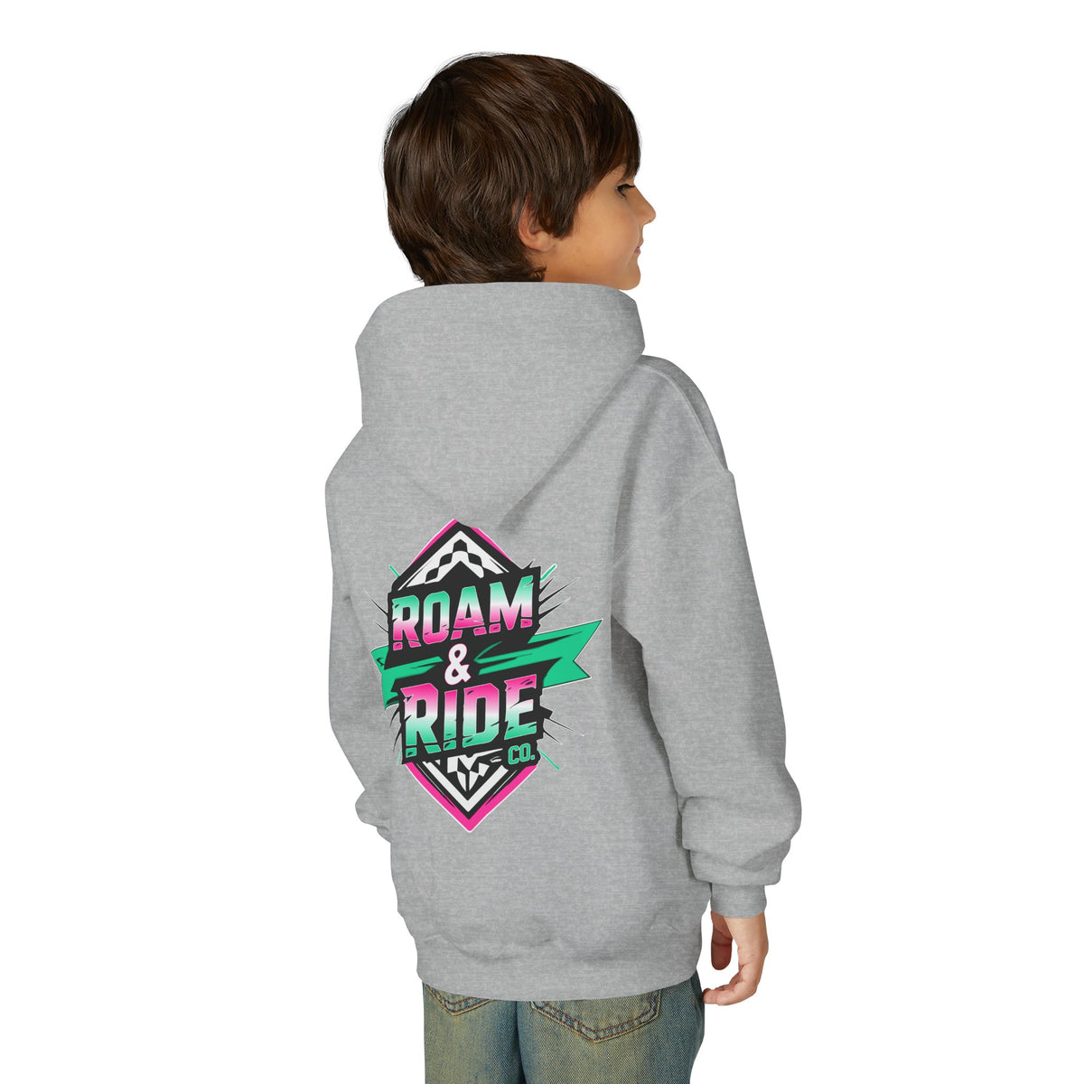 Roam & Ride Co. Teal Pink Logo - Youth Hoodie