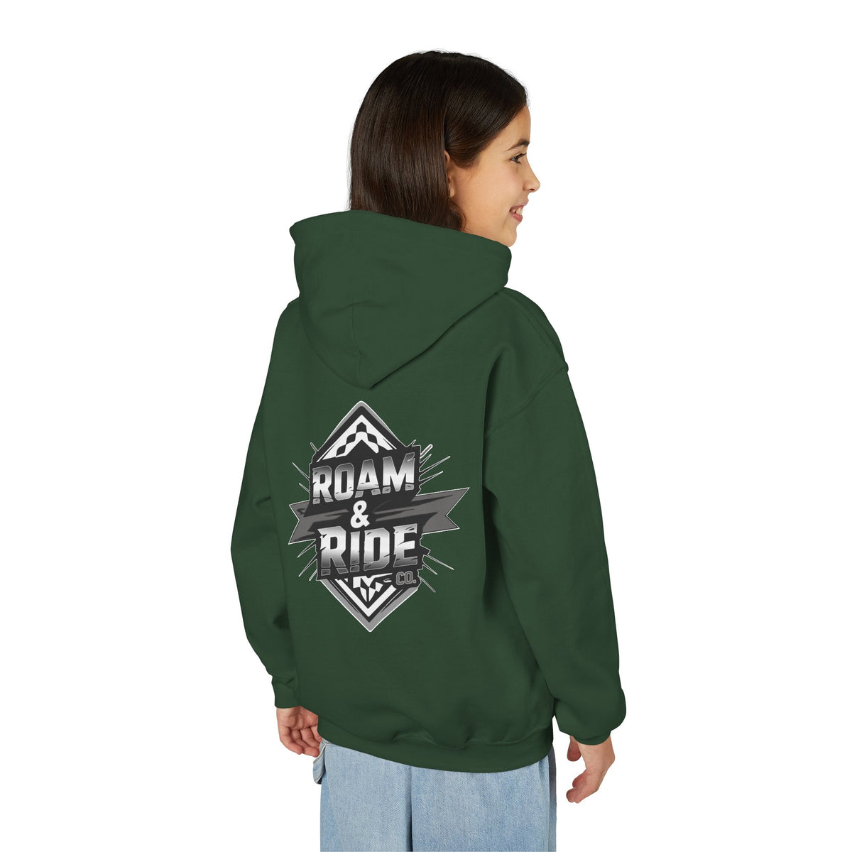 Roam & Ride Co. Grayscale Logo - Youth Hoodie