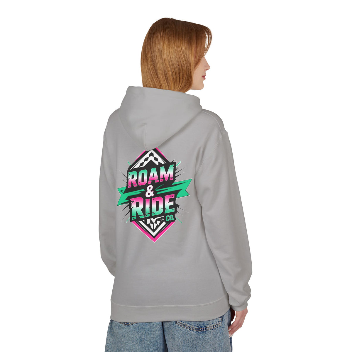Roam & Ride Co. Teal Pink Logo - Unisex Fleece Hoodie