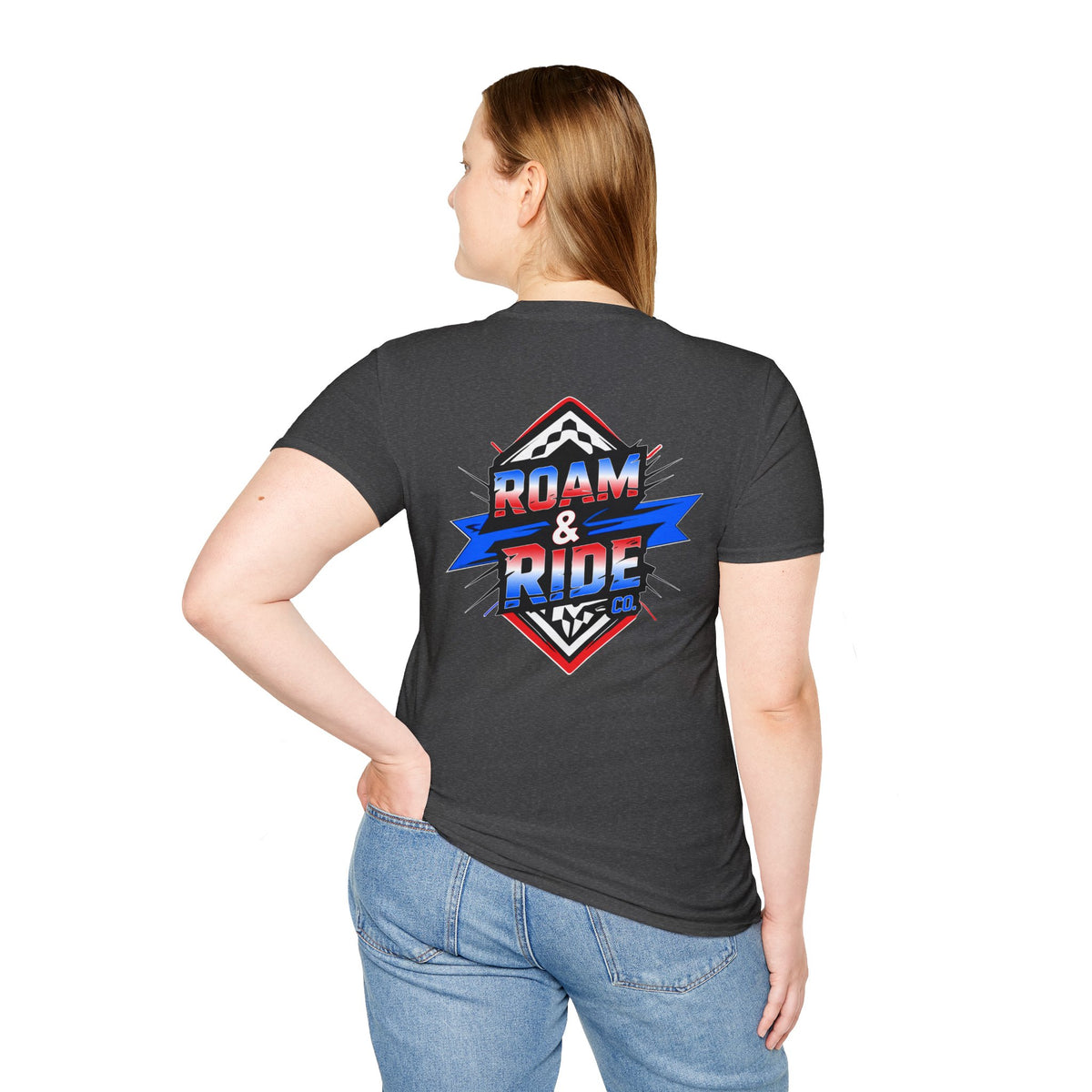 Roam & Ride Co. Red White and Blue Logo - Unisex T-Shirt