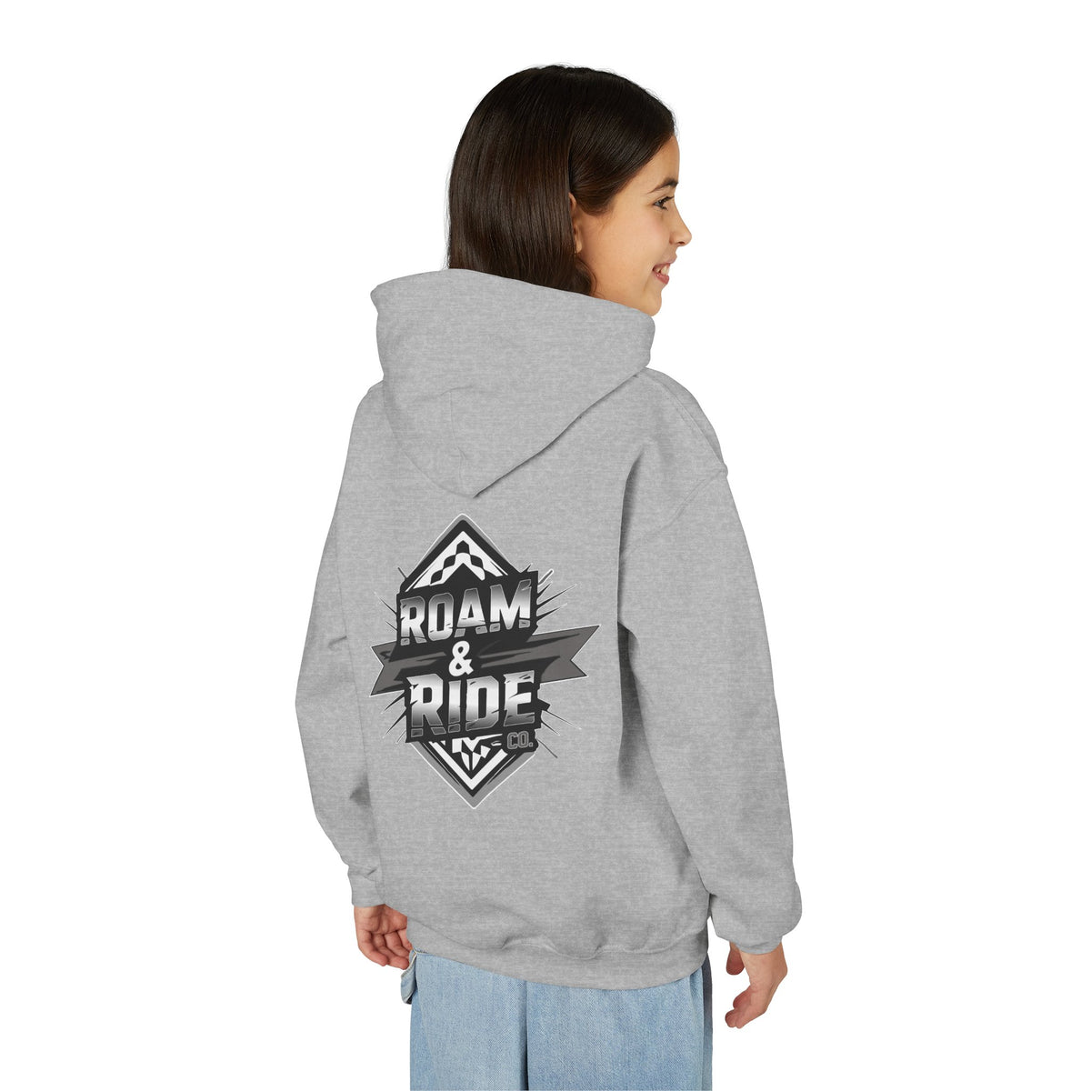 Roam & Ride Co. Grayscale Logo - Youth Hoodie