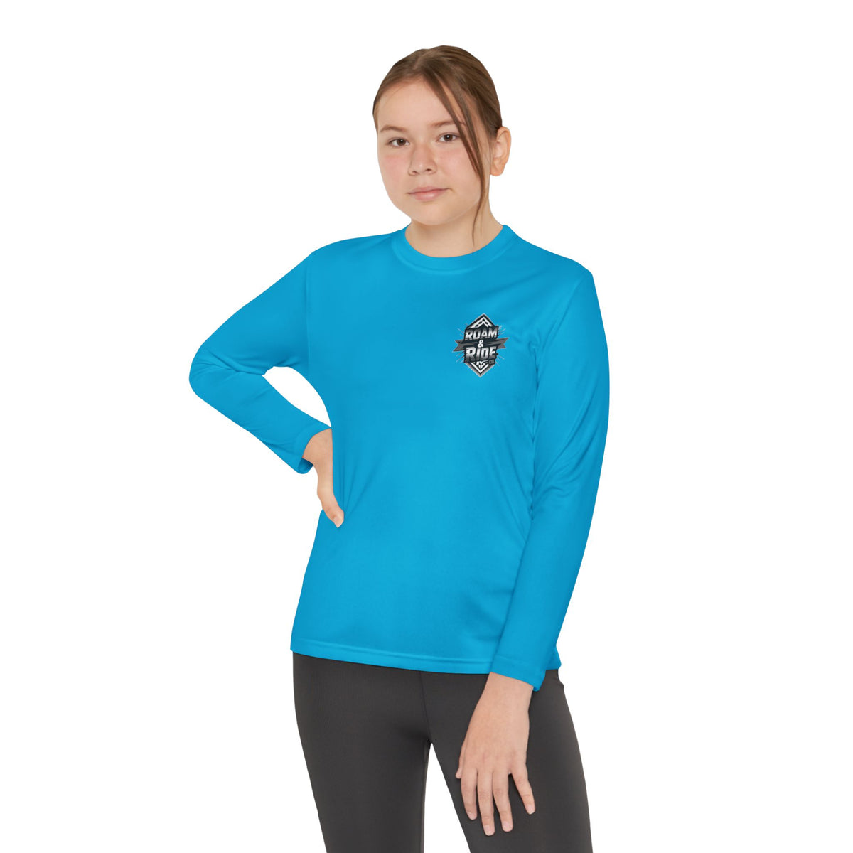 Roam & Ride Co. Grayscale Logo - Youth Long Sleeve T-Shirt