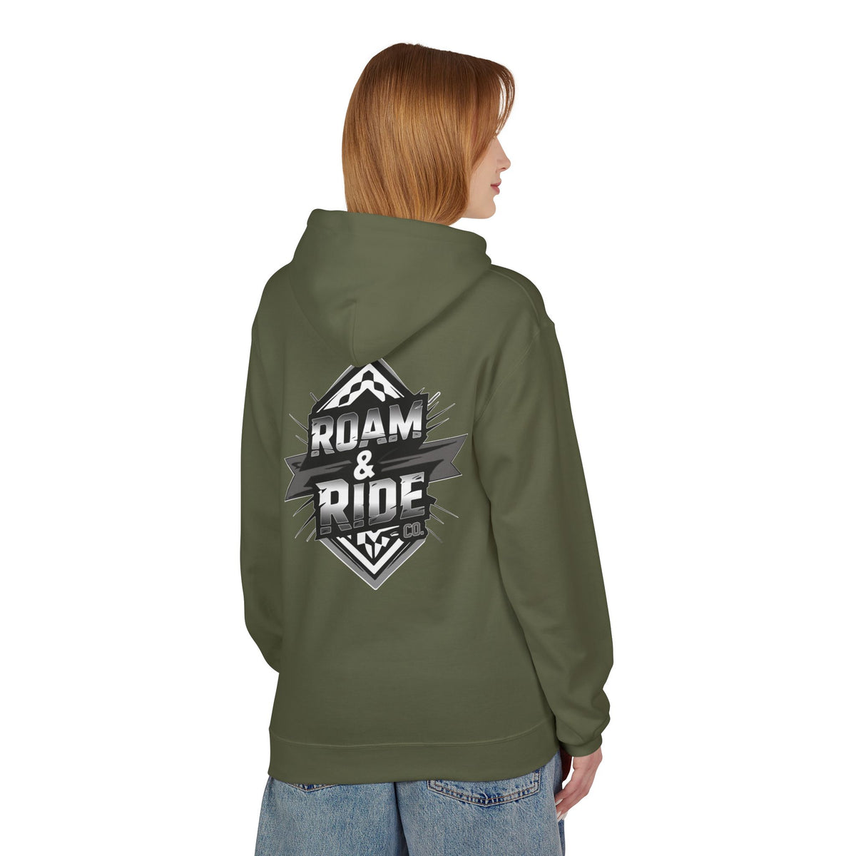 Roam & Ride Co. Grayscale Logo - Unisex Fleece Hoodie