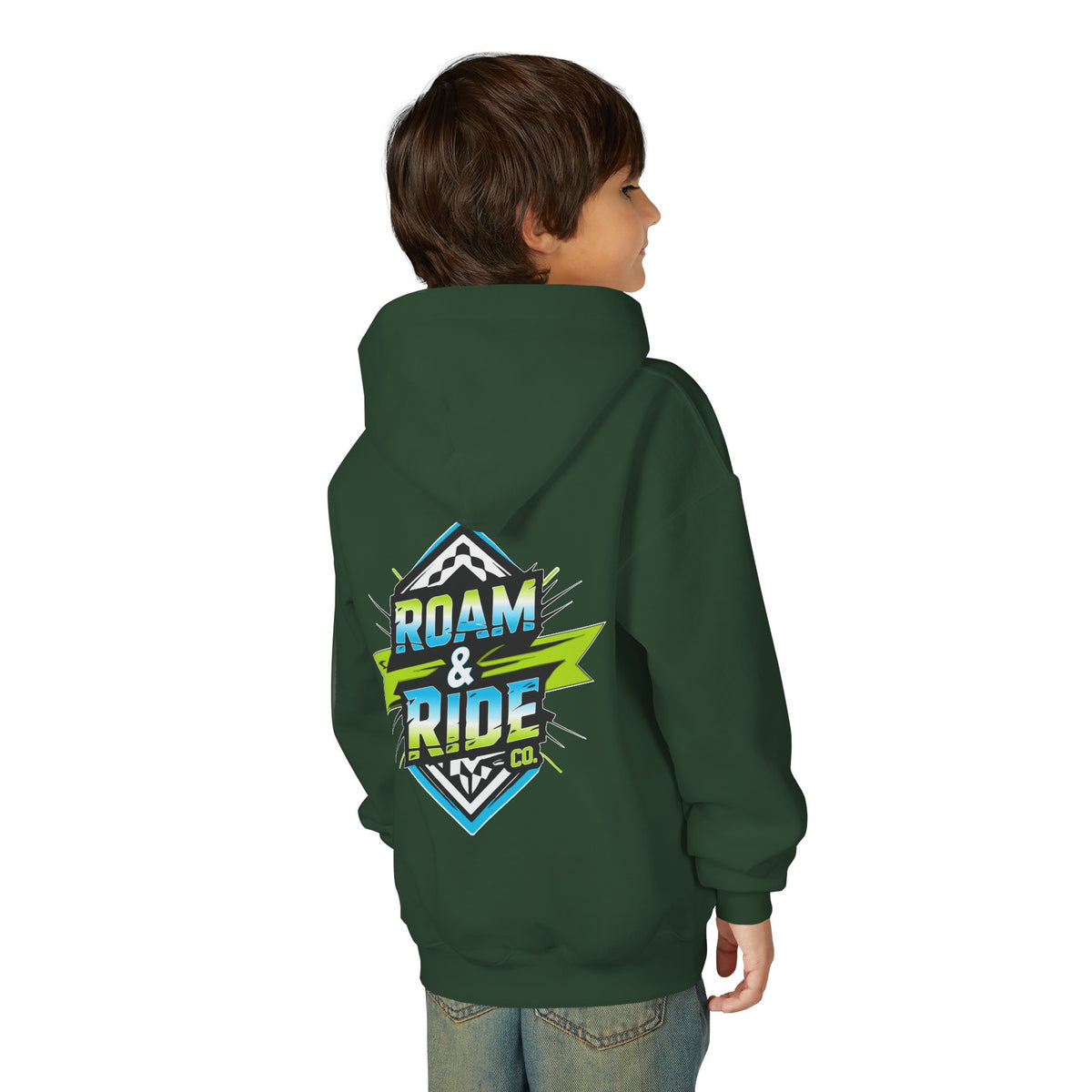Roam & Ride Co. Blue Green Logo - Youth Hoodie