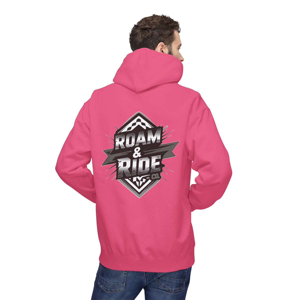 Roam & Ride Co. Grayscale Logo - Unisex Fleece Hoodie