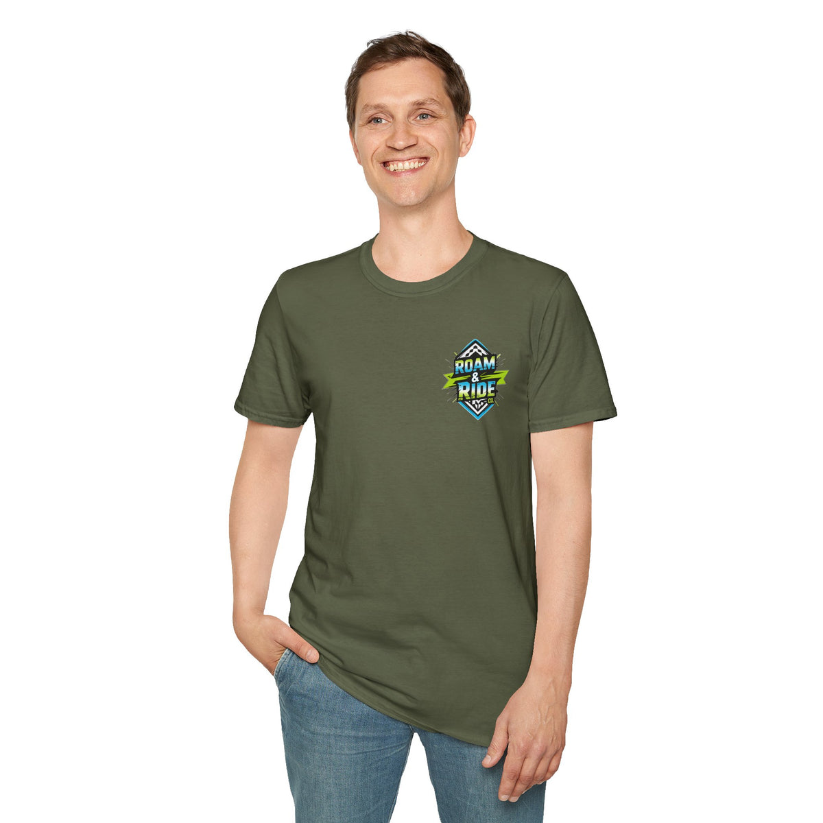 Roam & Ride Co. Blue Green Logo - Unisex T-Shirt