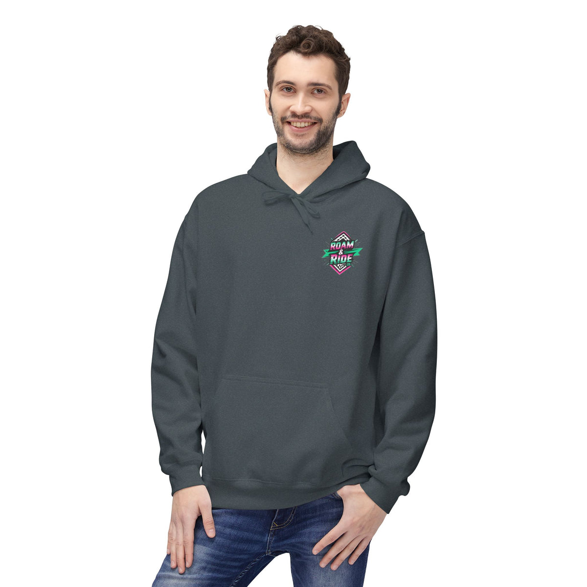 Roam & Ride Co. Teal Pink Logo - Unisex Fleece Hoodie