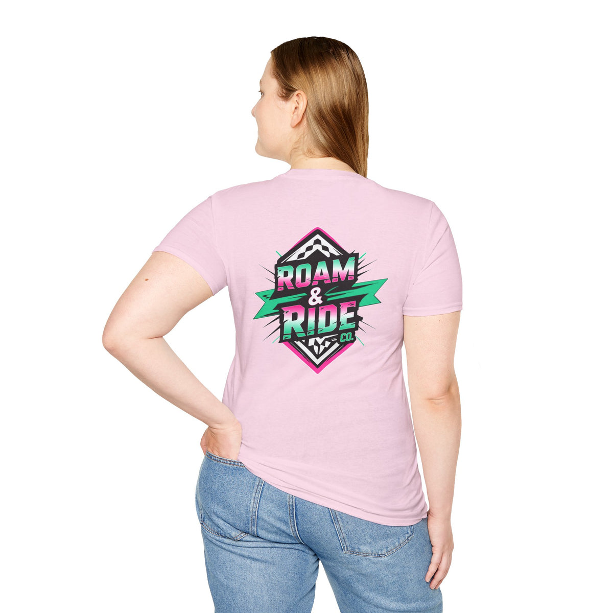 Roam & Ride Co. Teal Pink Logo - Unisex T Shirt