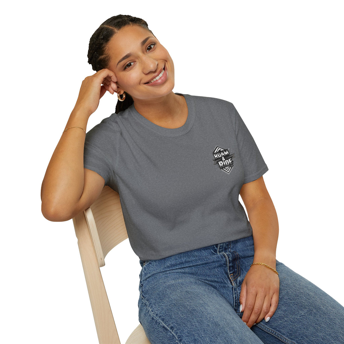 Roam & Ride Co. Grayscale Logo - Unisex T-Shirt