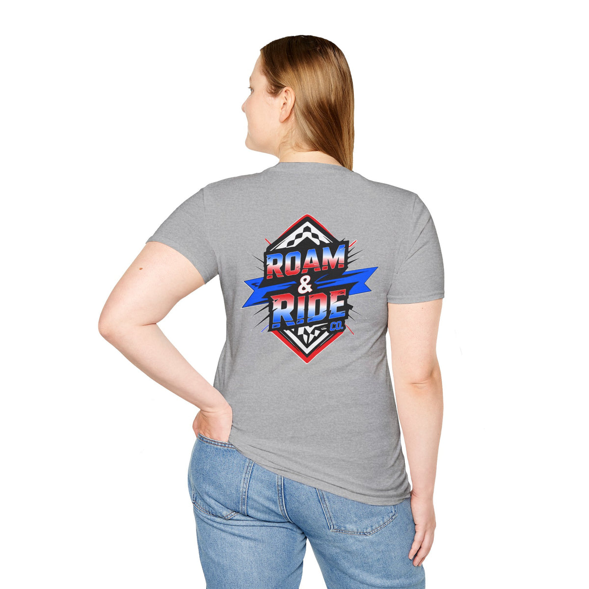 Roam & Ride Co. Red White and Blue Logo - Unisex T-Shirt