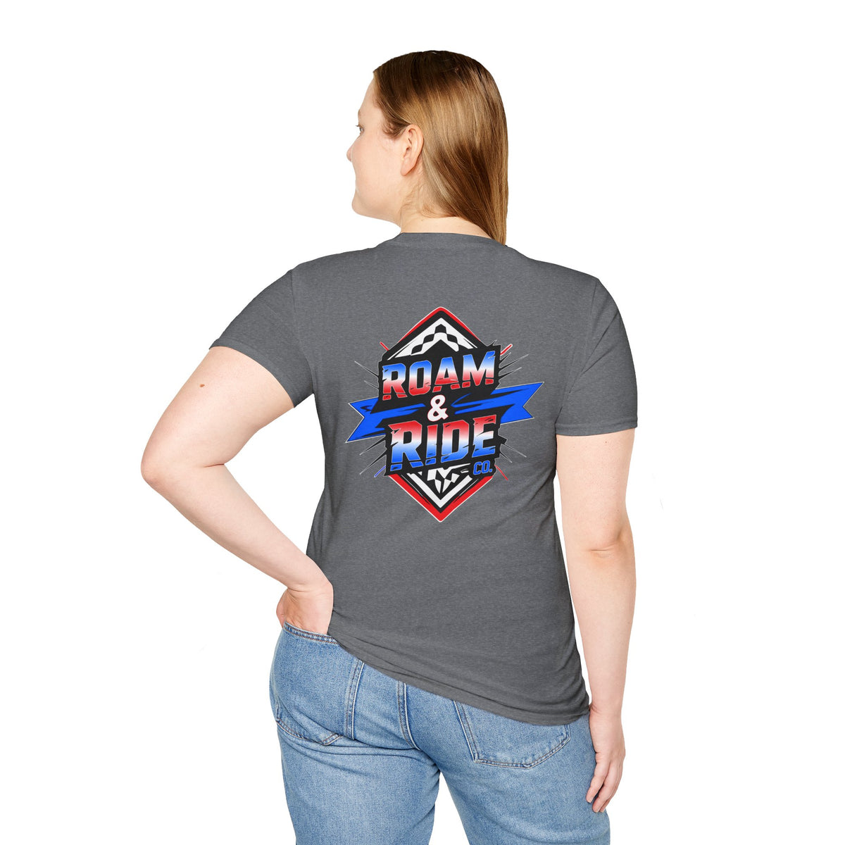 Roam & Ride Co. Red White and Blue Logo - Unisex T-Shirt