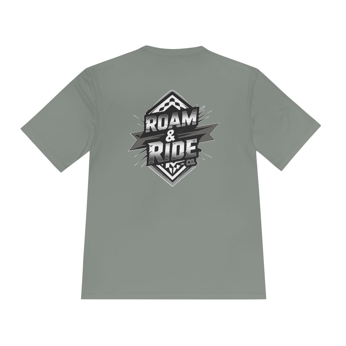 Roam & Ride Co. Grayscale Logo - Unisex Moisture Wicking T-Shirt
