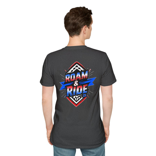 Roam & Ride Co. Red White and Blue Logo - Unisex T-Shirt