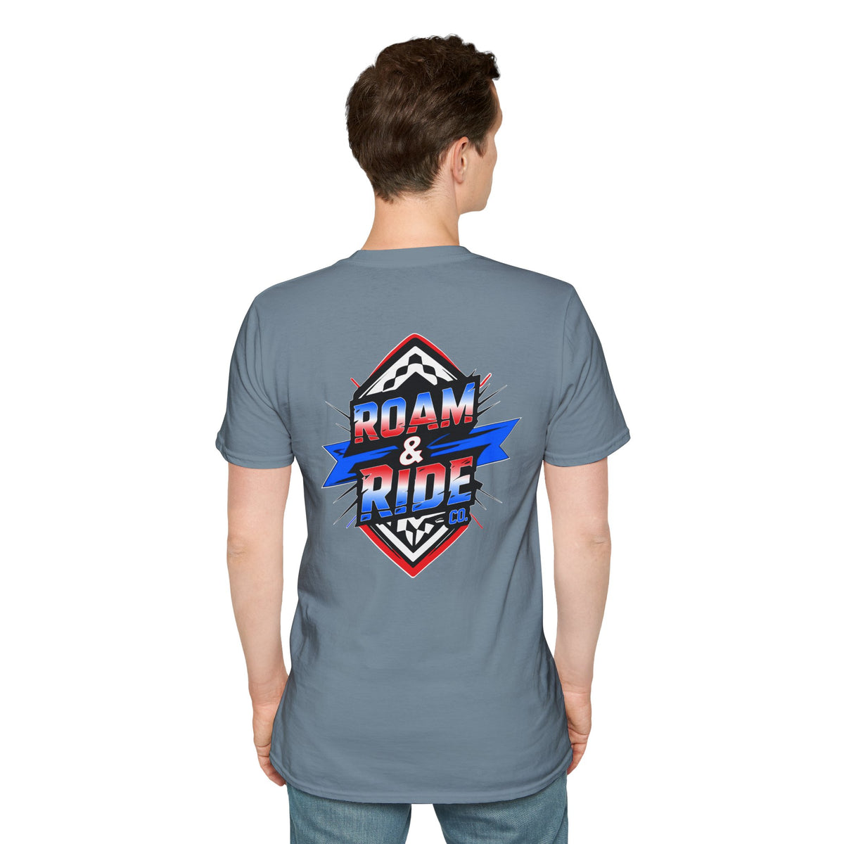 Roam & Ride Co. Red White and Blue Logo - Unisex T-Shirt
