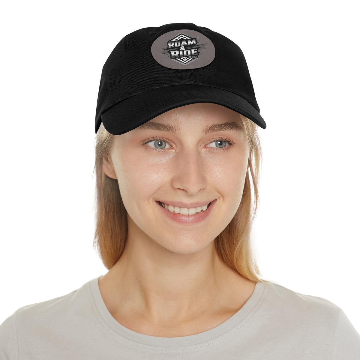 Roam & Ride Co. Grayscale Logo - Leather Patch Hat