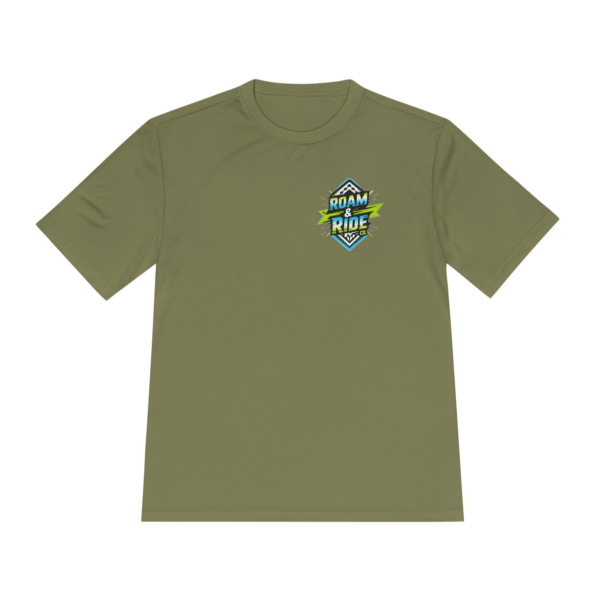 Roam & Ride Co. Blue Green Logo - Unisex Moisture Wicking T-Shirt