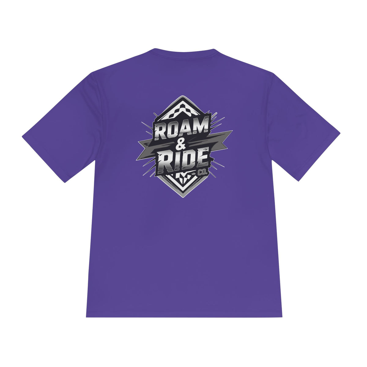 Roam & Ride Co. Grayscale Logo - Unisex Moisture Wicking T-Shirt