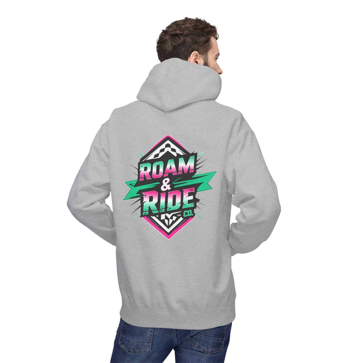 Roam & Ride Co. Teal Pink Logo - Unisex Fleece Hoodie