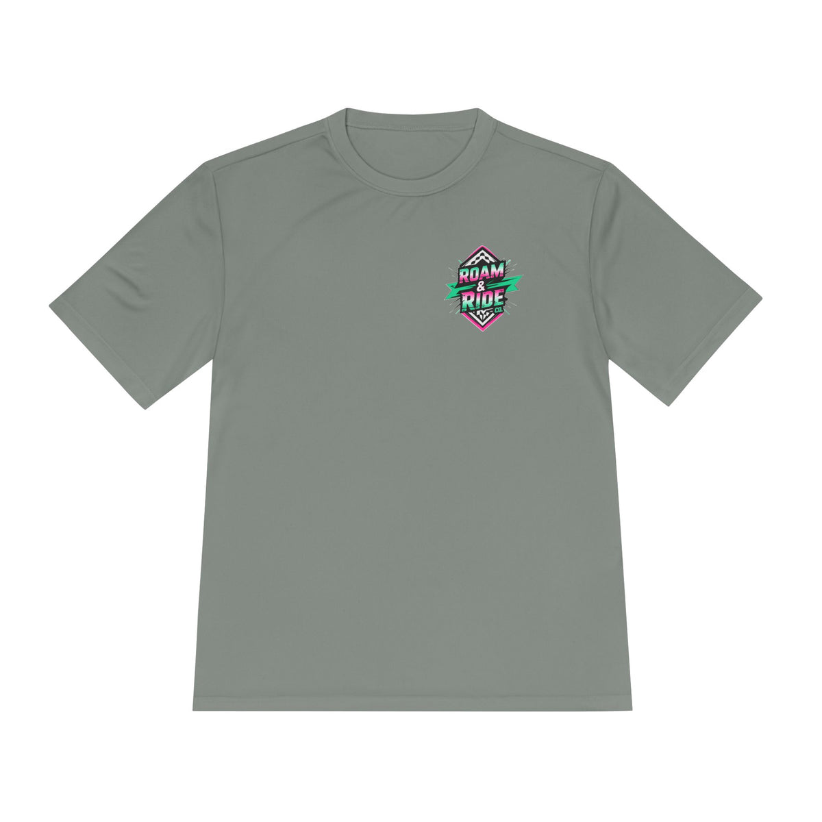 Roam & Ride Co. Teal Pink Logo - Unisex Moisture Wicking T-Shirt