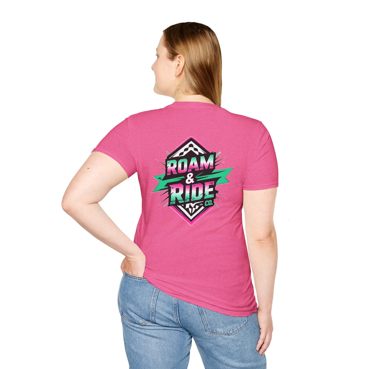 Roam & Ride Co. Teal Pink Logo - Unisex T Shirt
