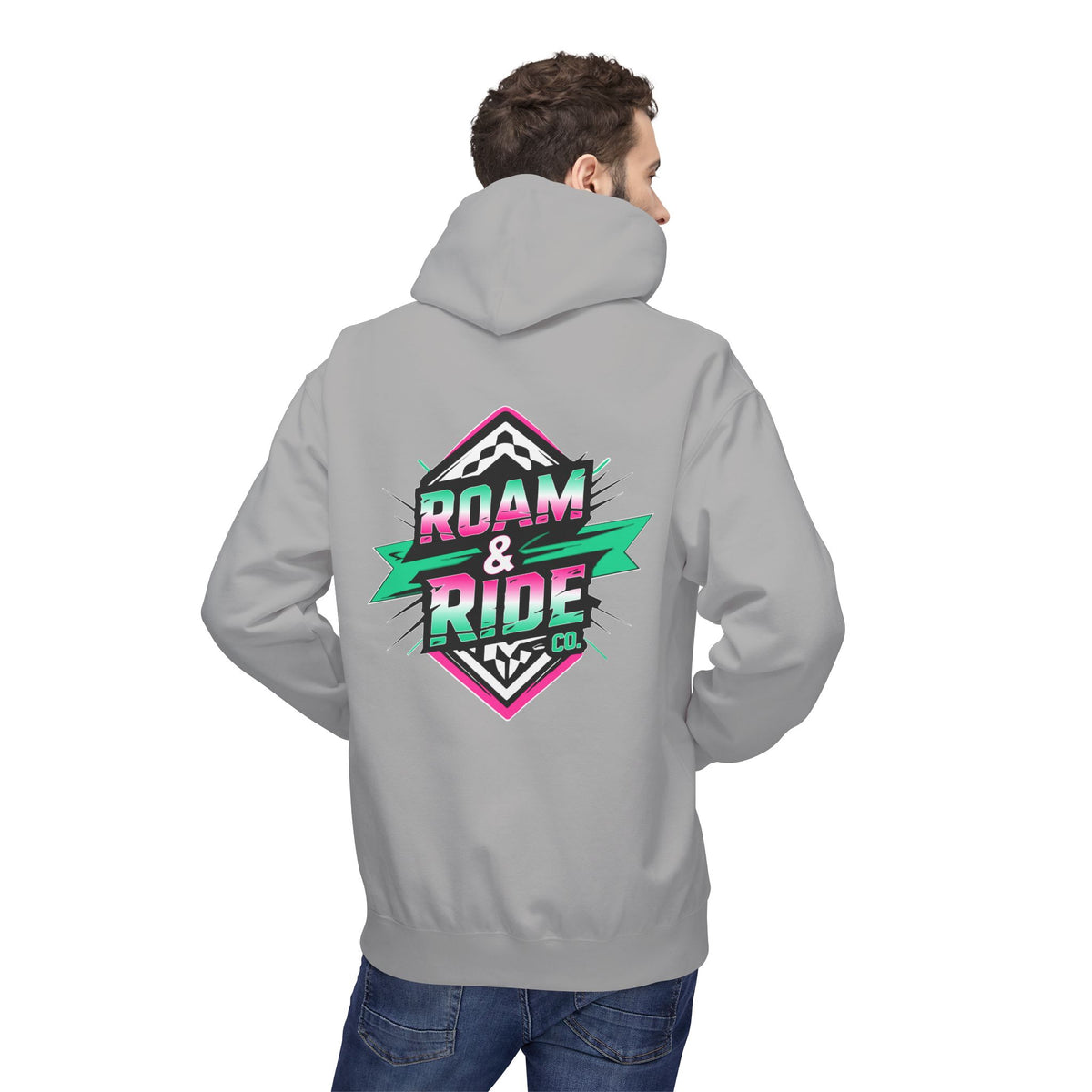 Roam & Ride Co. Teal Pink Logo - Unisex Fleece Hoodie