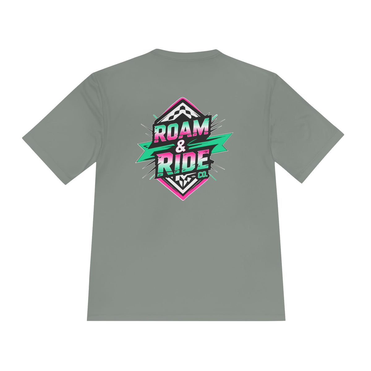 Roam & Ride Co. Teal Pink Logo - Unisex Moisture Wicking T-Shirt