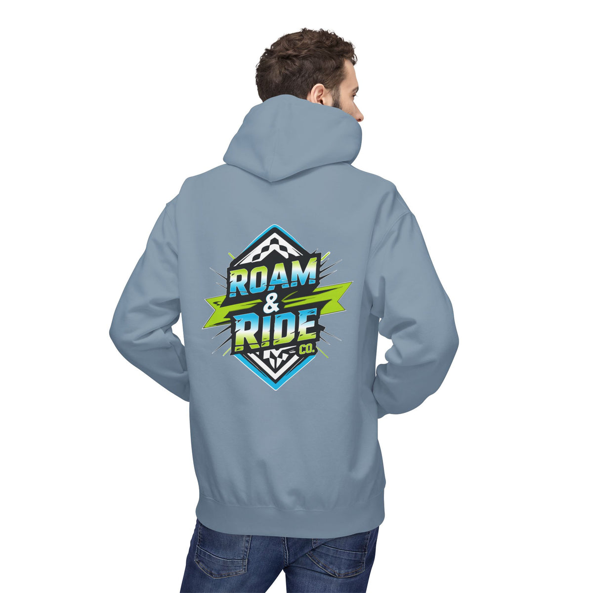 Roam & Ride Co. Blue Green Logo - Unisex Fleece Hoodie