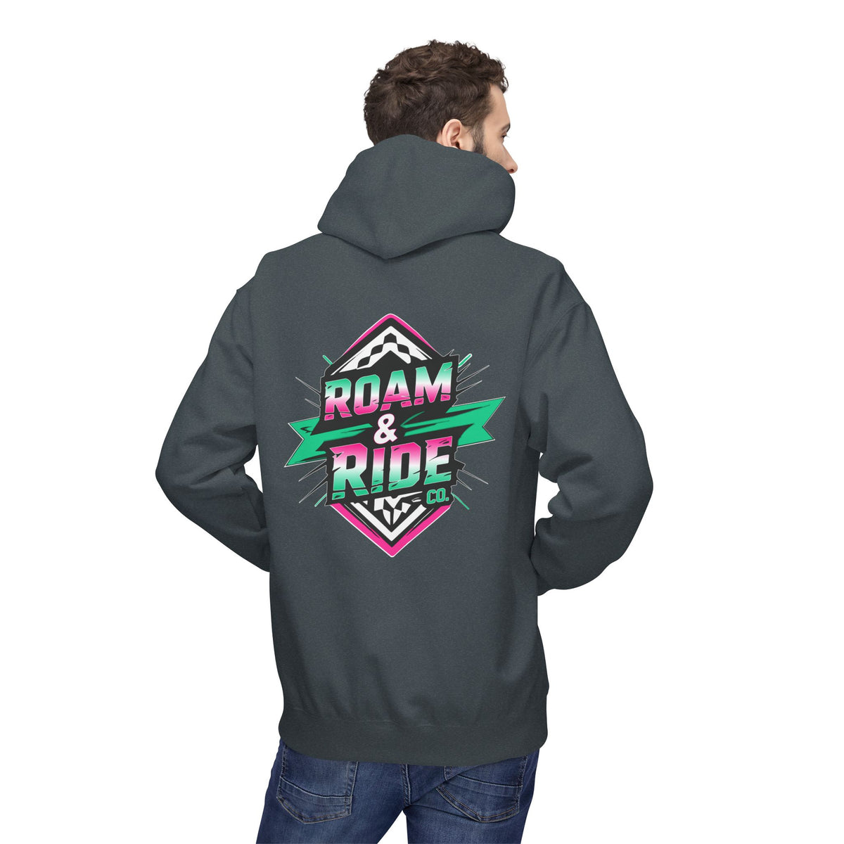 Roam & Ride Co. Teal Pink Logo - Unisex Fleece Hoodie