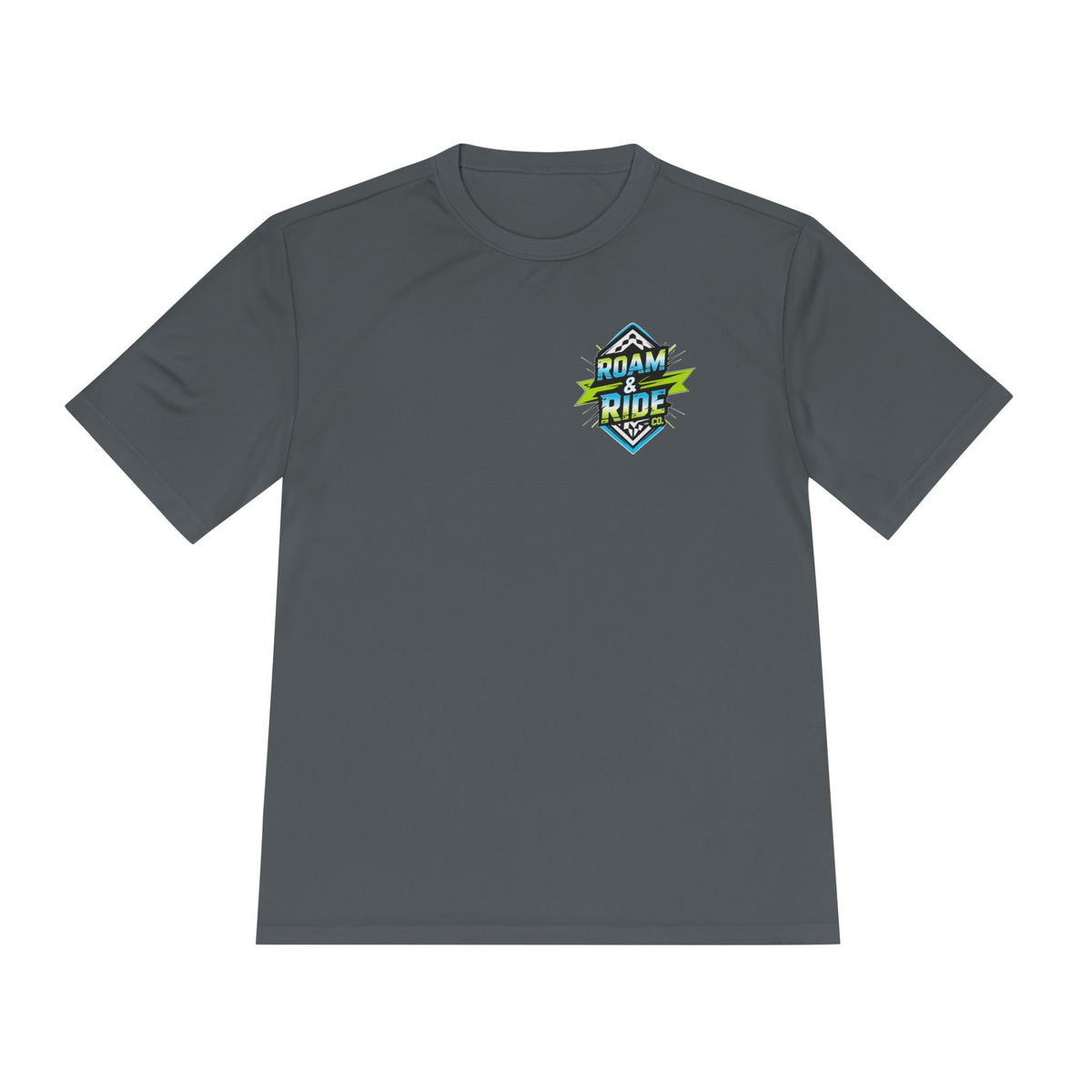 Roam & Ride Co. Blue Green Logo - Unisex Moisture Wicking T-Shirt