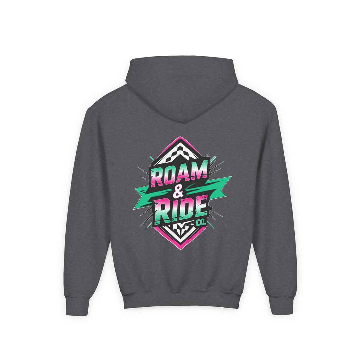 Roam & Ride Co. Teal Pink Logo - Youth Hoodie