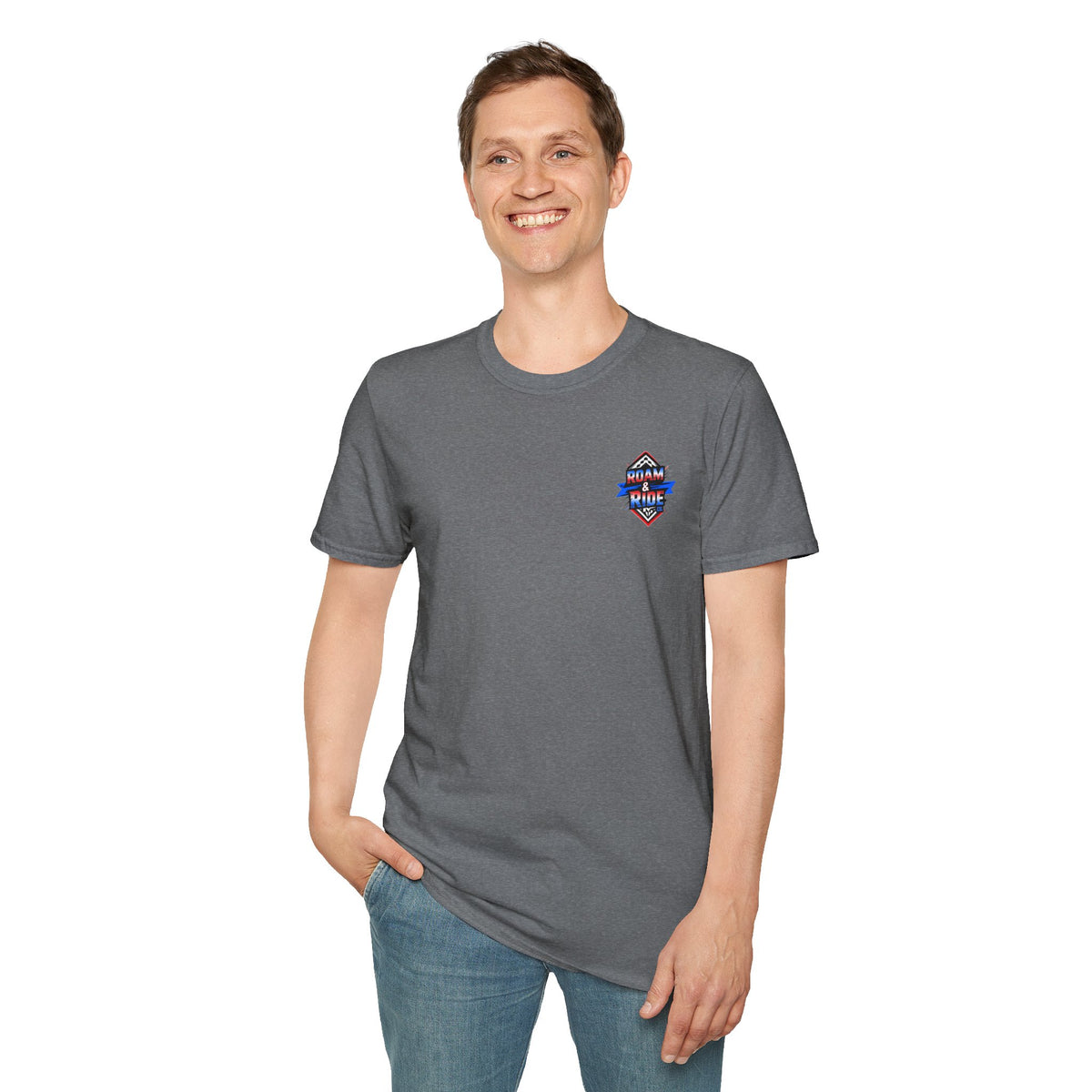 Roam & Ride Co. Red White and Blue Logo - Unisex T-Shirt