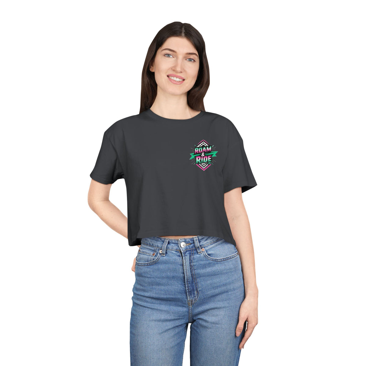 Roam Free, Ride Wild Logo - Women's Crop T-Shirt