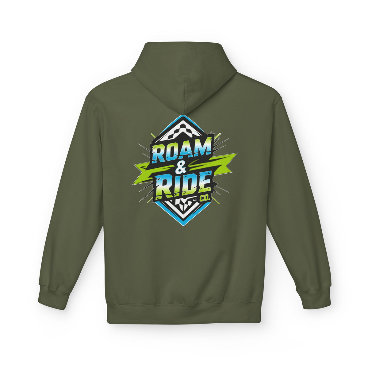 Roam & Ride Co. Blue Green Logo - Unisex Fleece Hoodie