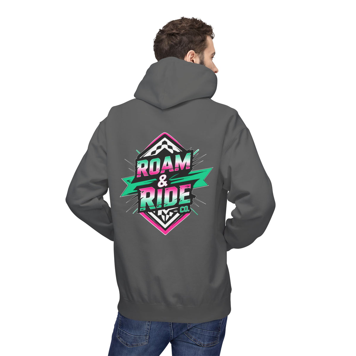 Roam & Ride Co. Teal Pink Logo - Unisex Fleece Hoodie