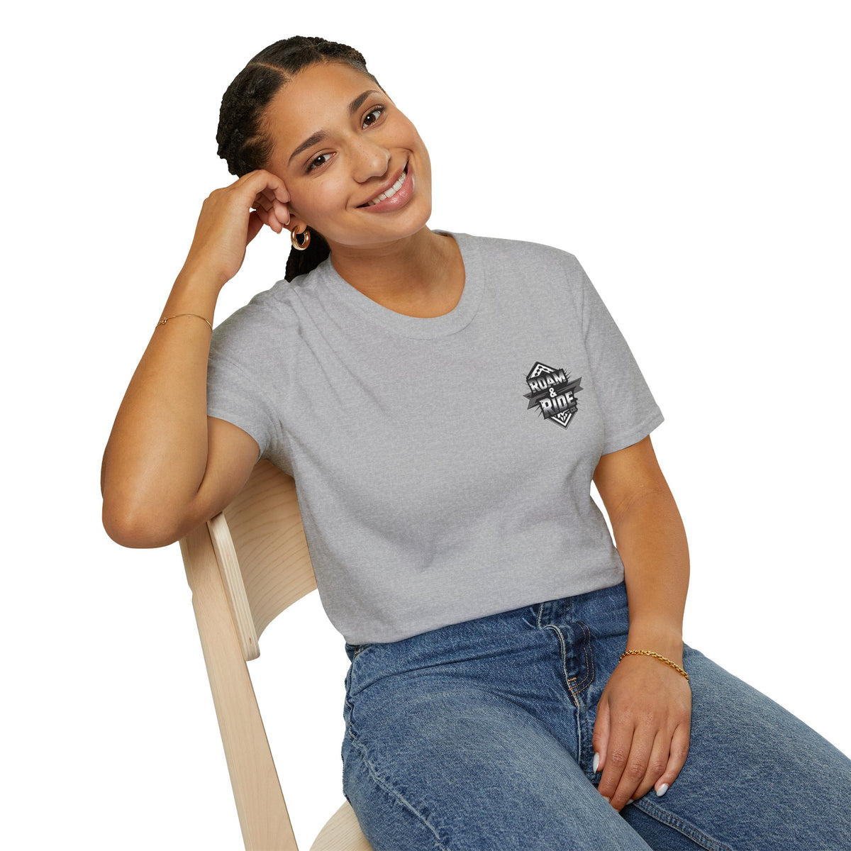 Roam & Ride Co. Grayscale Logo - Unisex T-Shirt