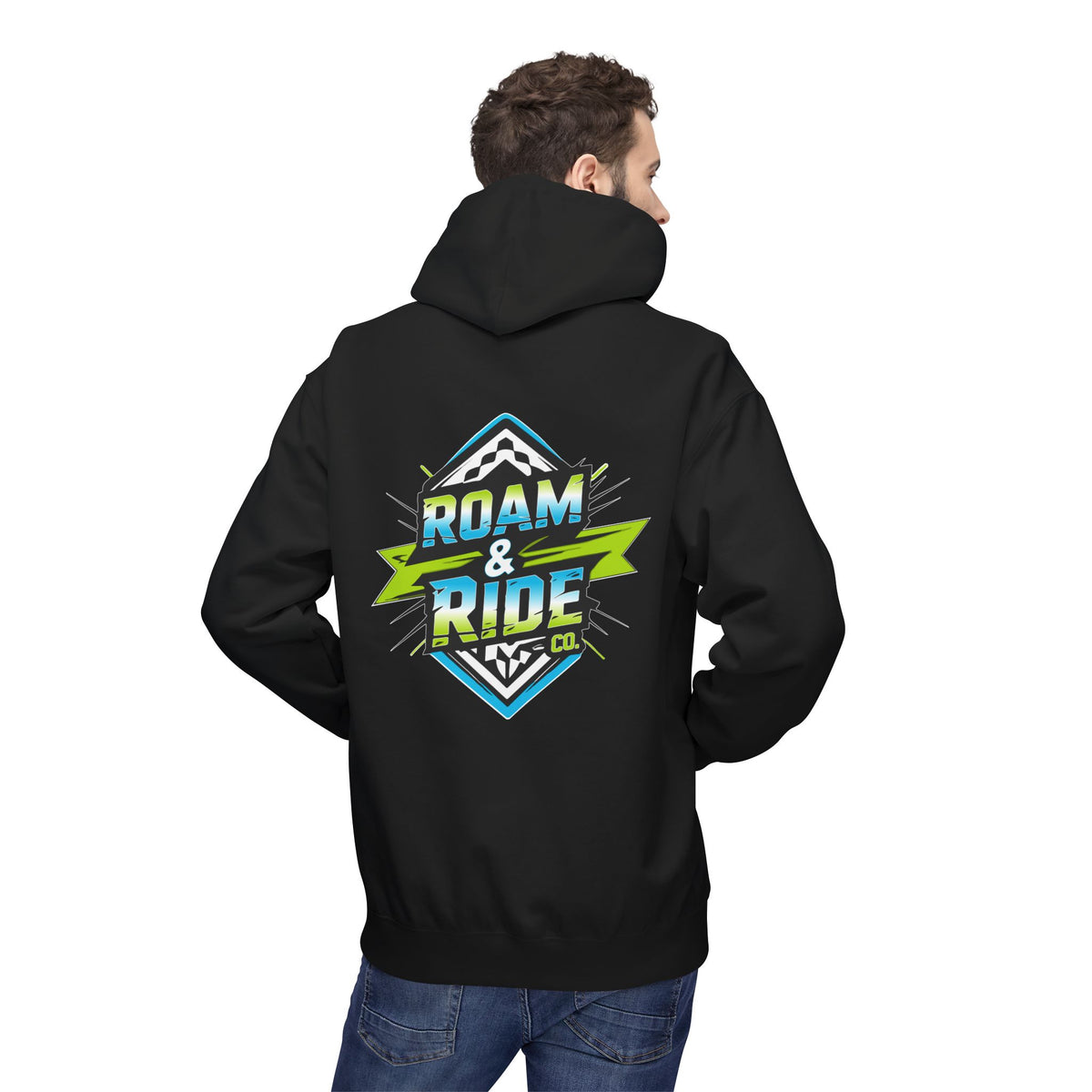 Roam & Ride Co. Blue Green Logo - Unisex Fleece Hoodie