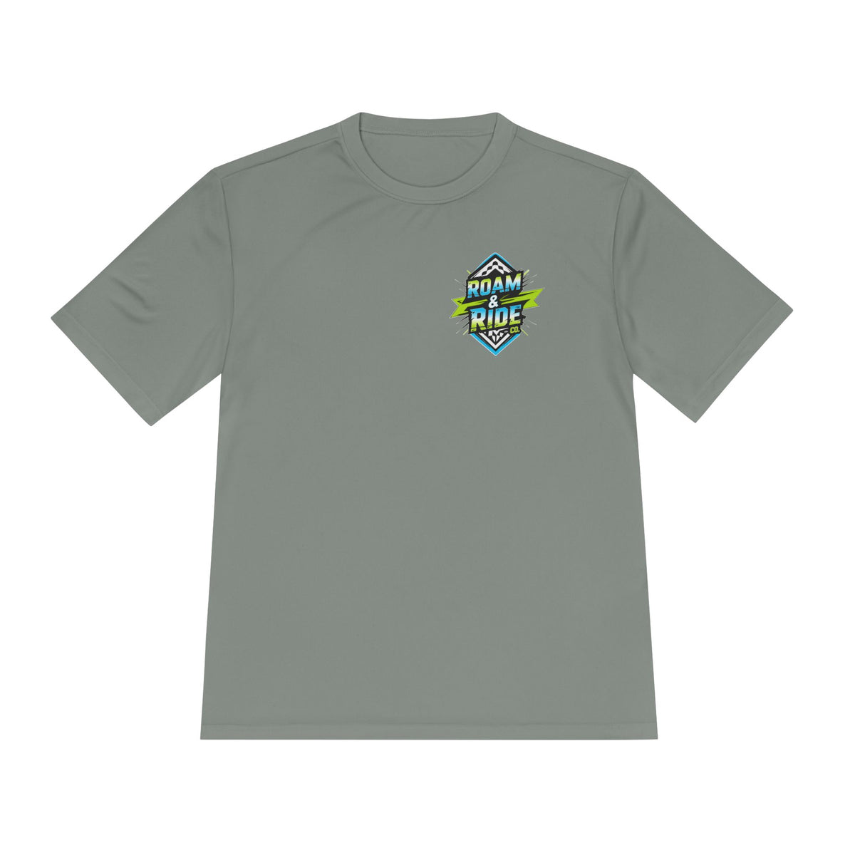 Roam & Ride Co. Blue Green Logo - Unisex Moisture Wicking T-Shirt