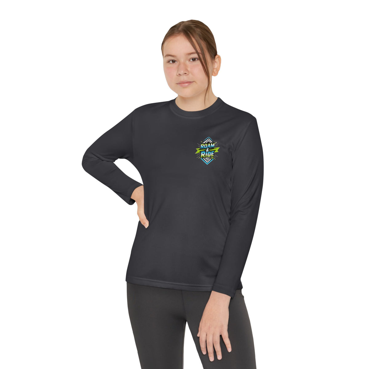 Roam & Ride Co. Blue Green Logo - Youth Long Sleeve T-Shirt