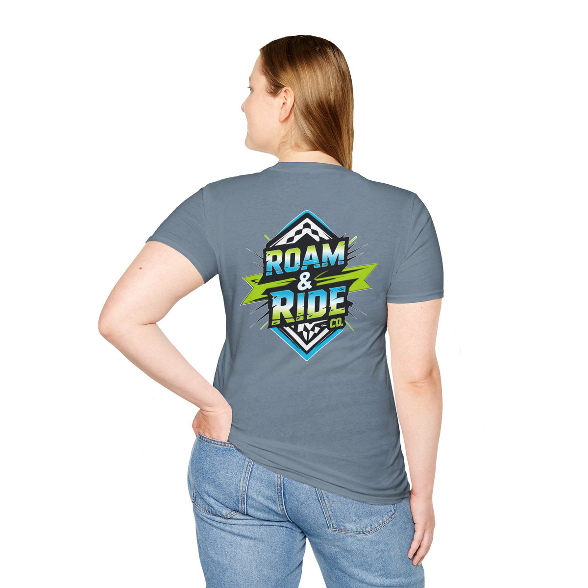 Roam & Ride Co. Blue Green Logo - Unisex T-Shirt