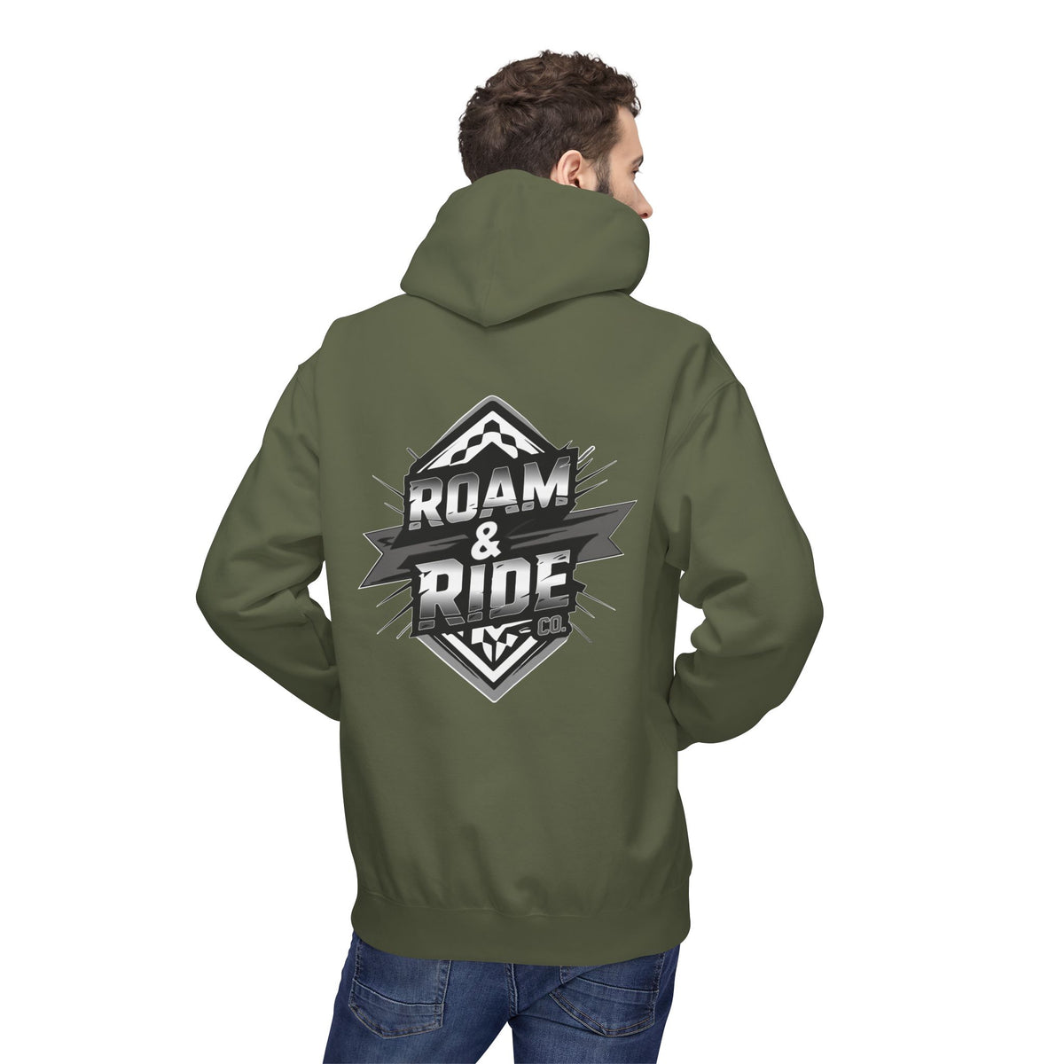 Roam & Ride Co. Grayscale Logo - Unisex Fleece Hoodie